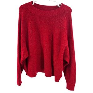 Gap red L wool blend pullover sweater dolman sleeve fall winter holiday work